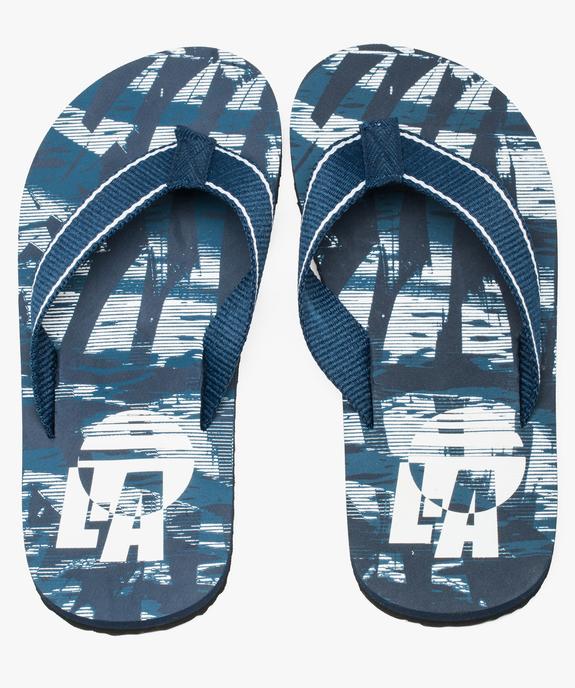 Tongs homme larges brides en toile et semelle imprimée  - GEMO (PLAGE) Tongs homme larges brides en toile et semelle imprimée  vue1 - GEMO (PLAGE) - GEMO