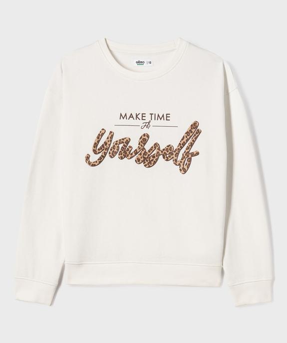 Sweat en molleton imprimé fille vue1 - GEMO 4G FILLE - GEMO