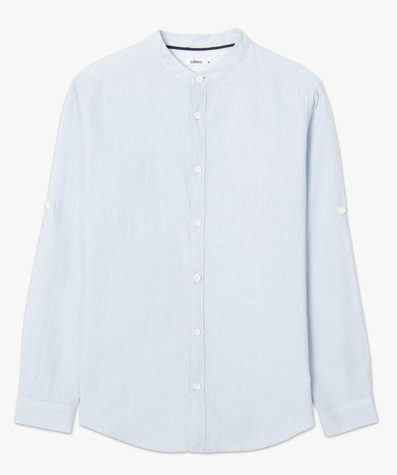 Chemise homme col mao en lin/coton à manches retroussables vue4 - GEMO (HOMME) - GEMO