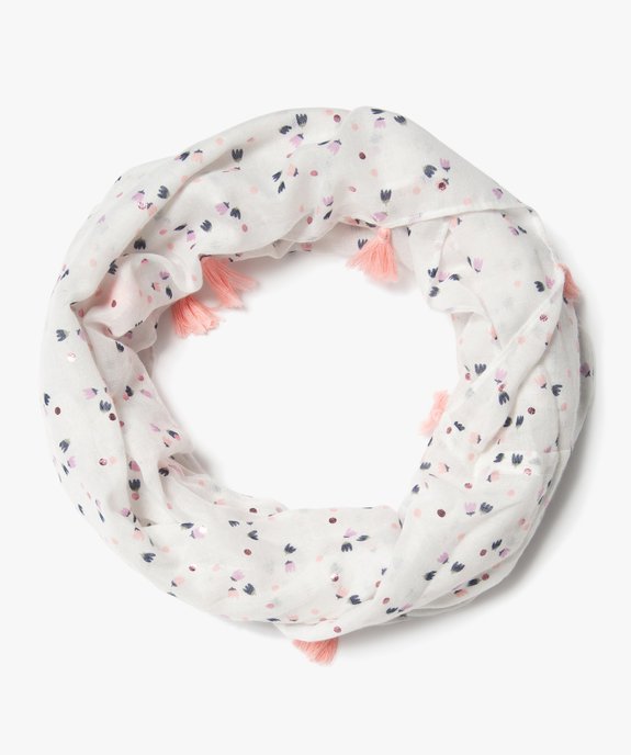 Foulard snood à fleurs, pois brillants et pompons fille  vue1 - GEMO (ENFANT) - GEMO
