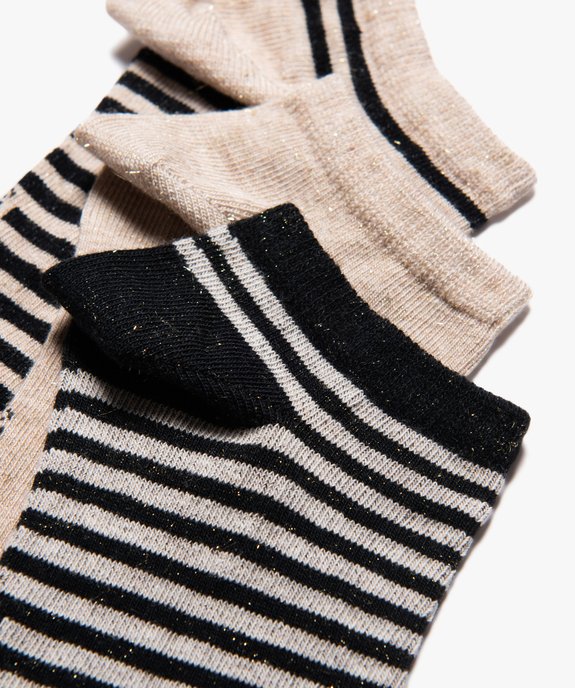 Chaussettes ultra courtes rayées et pailletées femme (lot de 3) vue2 - GEMO(HOMWR FEM) - GEMO