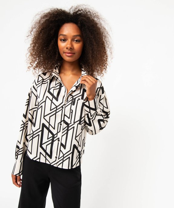 Chemise imprimée coupe large et courte femme vue1 - GEMO(FEMME PAP) - GEMO