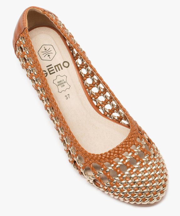 Escarpins femme à talon carré et dessus tressé  vue5 - GEMO(URBAIN) - GEMO