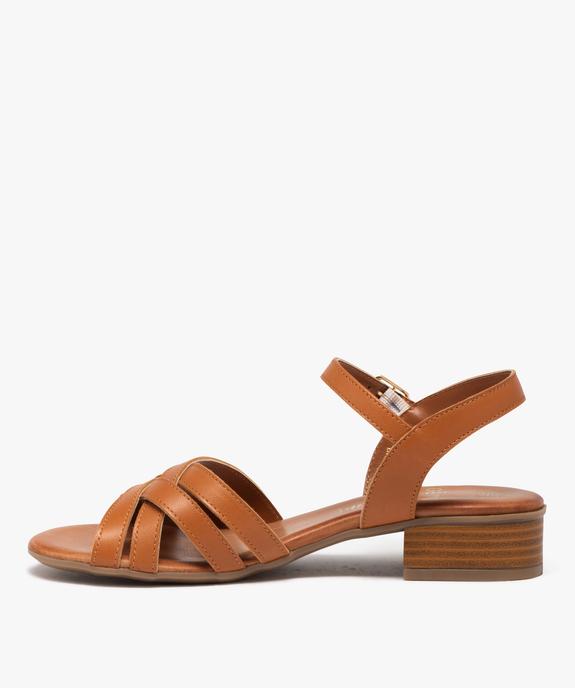Sandales femme avec brides croisées en cuir uni  vue3 - GEMO (CASUAL) - GEMO