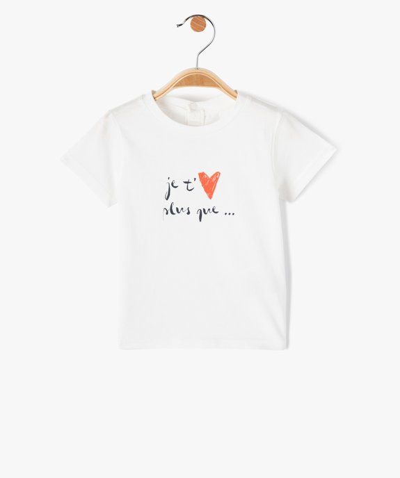 Tee-shirt bébé à manches courtes avec inscription vue1 - GEMO(BEBE DEBT) - GEMO