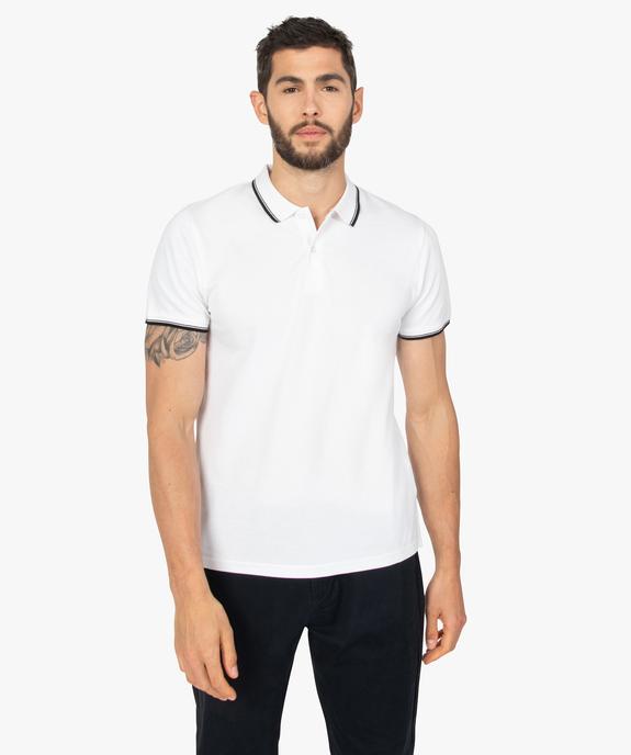 Polo homme à manches courtes à liseré contrastant vue1 - GEMO 4G HOMME - GEMO