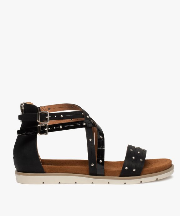 Sandales femme à talon plat, semelle contrastante crantée vue1 - GEMO (CASUAL) - GEMO