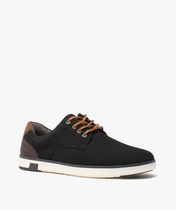 Derbies homme dessus toile à semelle contrastée vue2 - GEMO(URBAIN) - GEMO