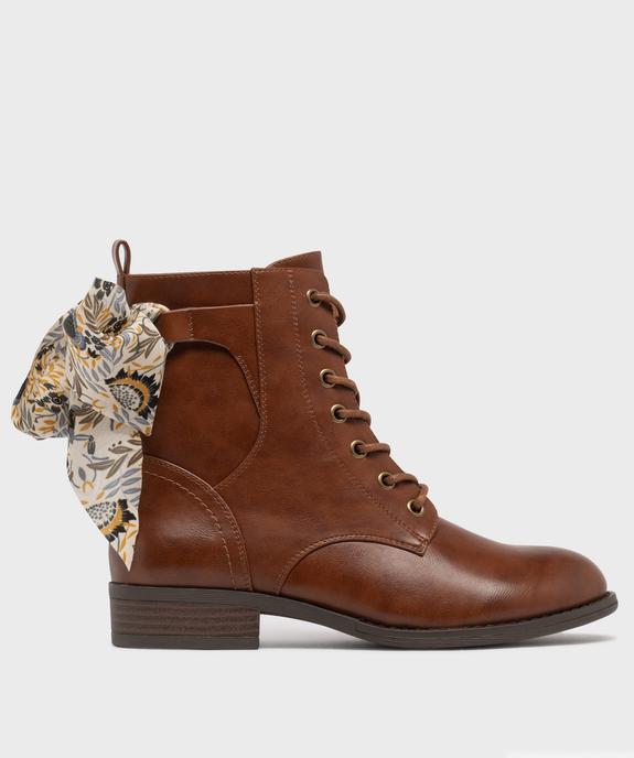 Boots à lacets et zip avec foulard à nouer femme  vue1 - EMILIA ROSA G4G - GEMO