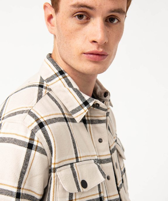 Surchemise à carreaux doublée homme vue2 - GEMO (HOMME) - GEMO