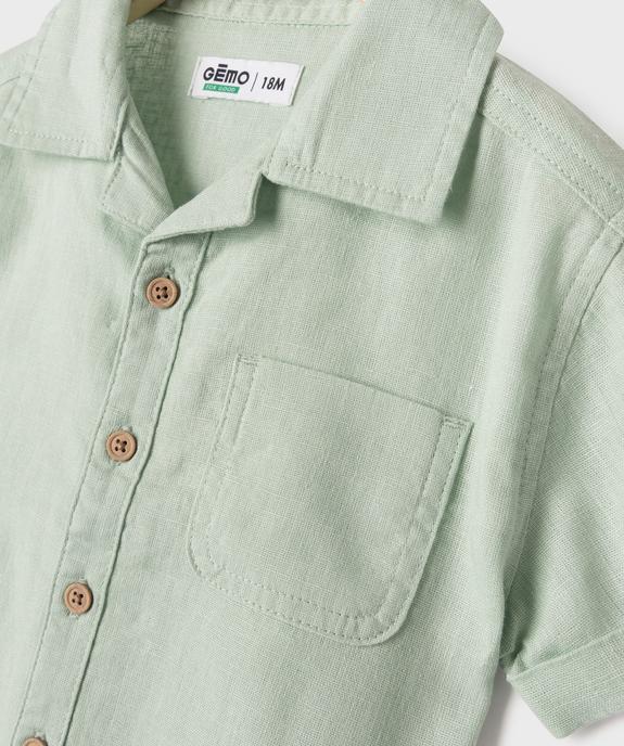 Chemise manches courtes en lin et coton bébé garçon vue2 - GEMO(BEBE DEBT) - GEMO