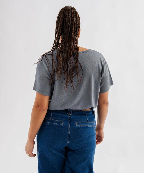 Tee-shirt manches courtes pailleté à col V femme grande taille vue3 - GEMO (G TAILLE) - GEMO