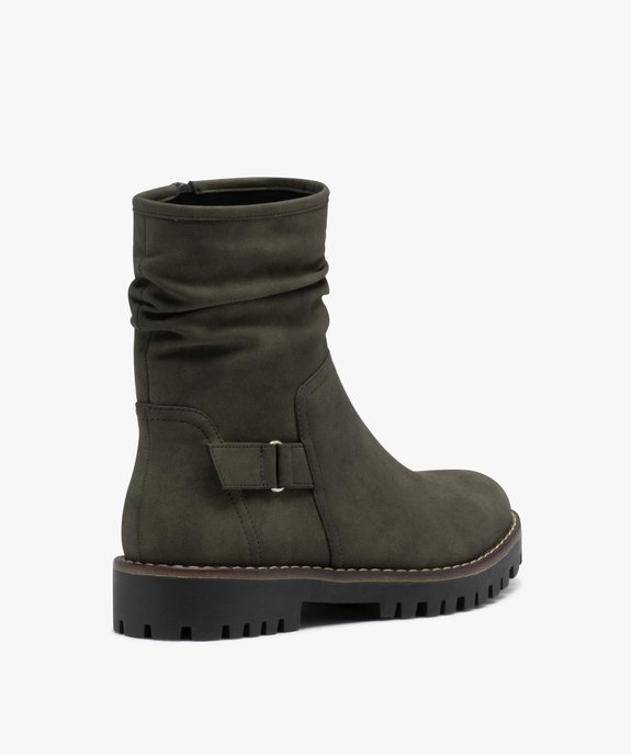 Boots femme à talon plat dessus uni avec col plissé vue5 - GEMO (CASUAL) - GEMO