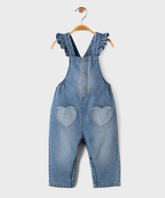 Salopette en jean avec entrejambe zippé bébé fille vue1 - GEMO 4G BEBE - GEMO