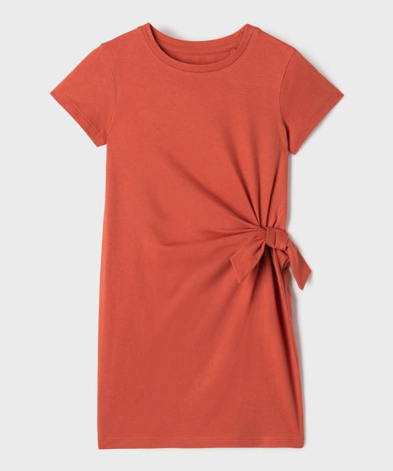 Robe courte en coton avec noeud à la taille fille vue1 - GEMO 4G FILLE - GEMO