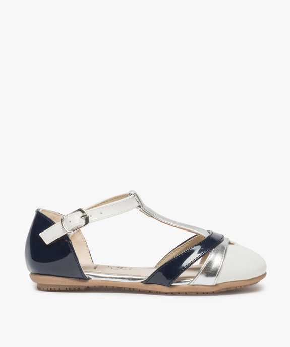 Ballerines fille type salomé suédine et lanières métallisée vue1 - GEMO (ENFANT) - GEMO