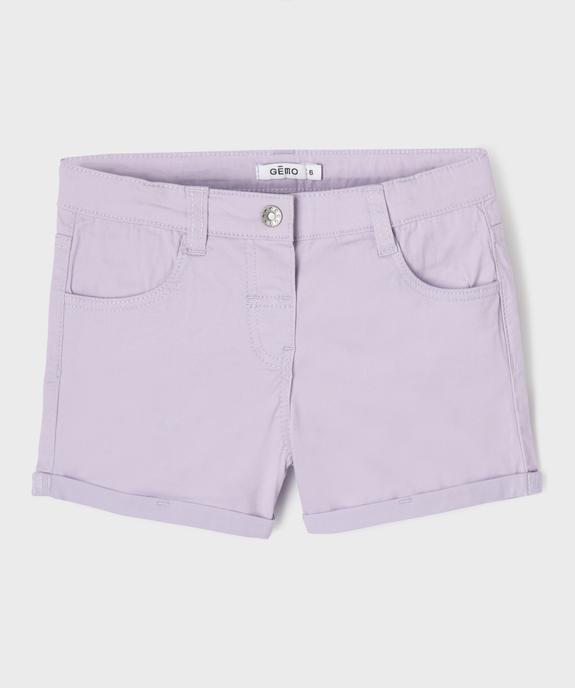 Short en coton stretch avec revers fille vue1 - GEMO (JUNIOR) - GEMO