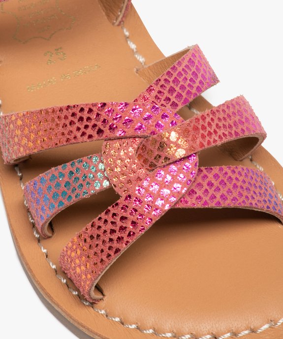 Sandales fille à talon plat et brides métallisées vue6 - GEMO (ENFANT) - GEMO