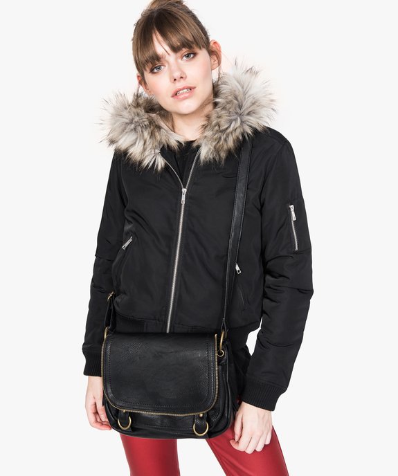 Sac femme forme besace avec détails zippés vue4 - GEMO (ACCESS) - GEMO