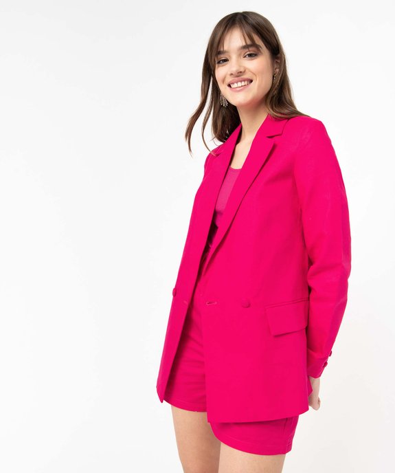 Veste blazer femme en lin à fermeture croisée vue5 - GEMO 4G FEMME - GEMO