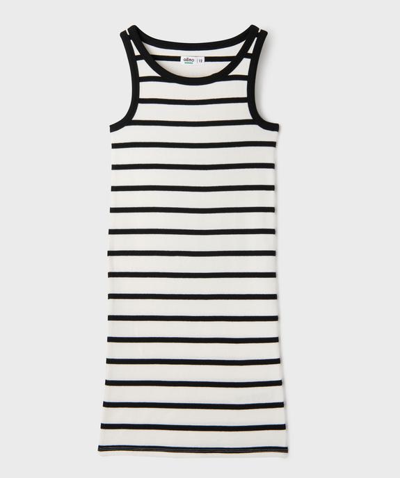 Robe sans manches en maille côtelée rayée fille vue1 - GEMO 4G FILLE - GEMO
