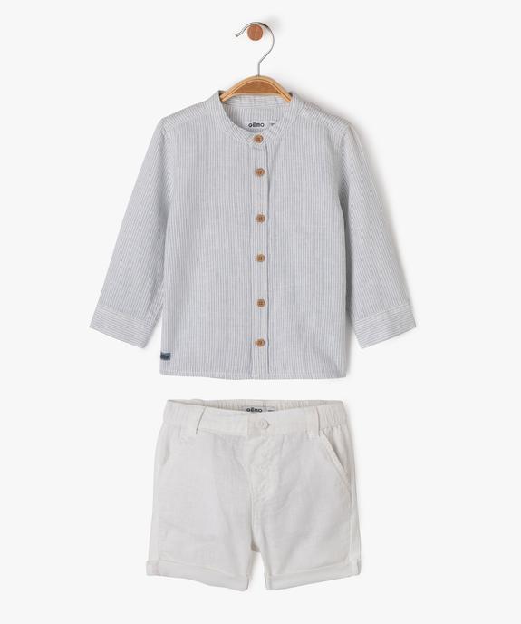 Ensemble 2 pièces en lin chemise + short bébé garçon vue1 - GEMO 4G BEBE - GEMO