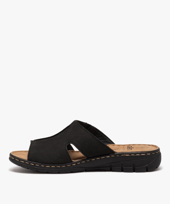 Mules femme confort unies à bandeau ajouré et semelle compensée vue3 - GEMO (CONFORT) - GEMO