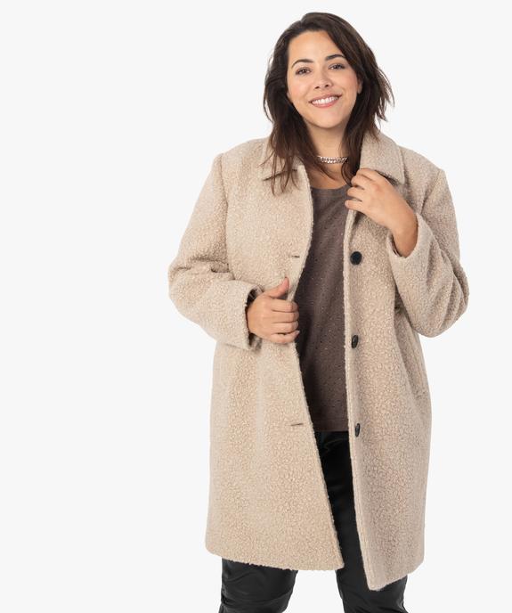 Manteau femme grande taille mi-long en maille bouclette  vue1 - GEMO (G TAILLE) - GEMO