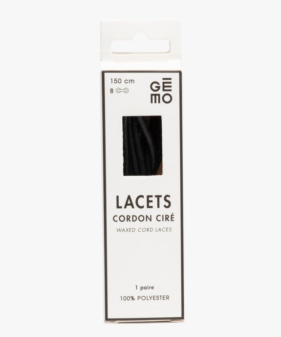 Lacets ronds cirés 150 cm (lot de 2) vue1 - GEMO(ENTRETIEN) - GEMO