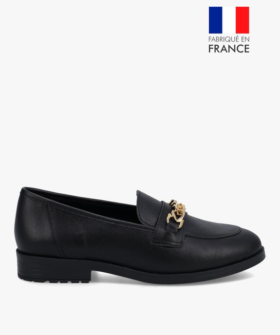 Mocassins femme dessus cuir uni avec chainette - Tanéo vue1 - TANEO - GEMO