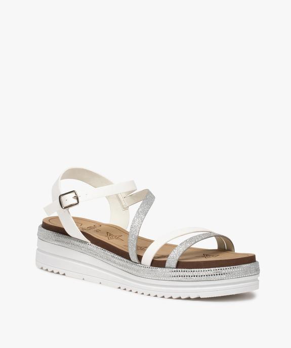 Sandales fille compensées à fines brides pailletées vue2 - GEMO (ENFANT) - GEMO