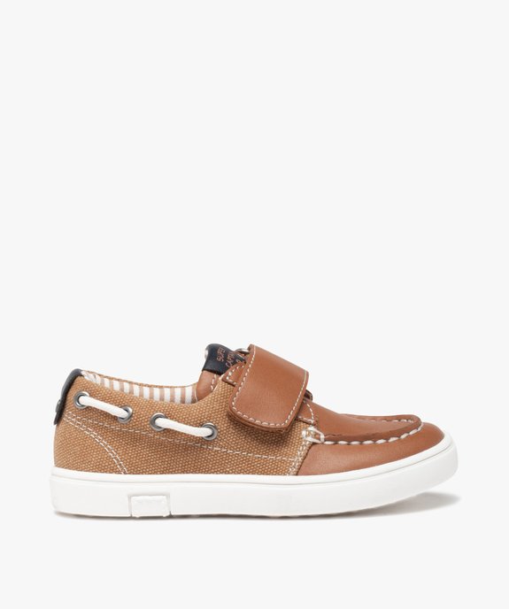 Chaussures bateau garçon bi-matières à scratch vue1 - GEMO (ENFANT) - GEMO