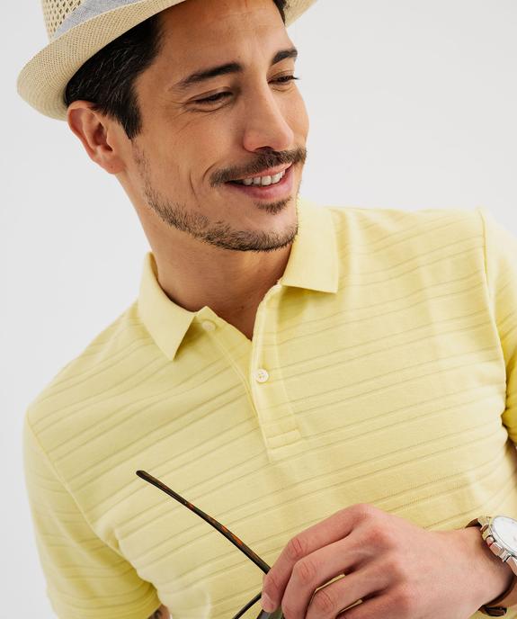Polo manches courtes à rayures texturées homme vue2 - GEMO (HOMME) - GEMO