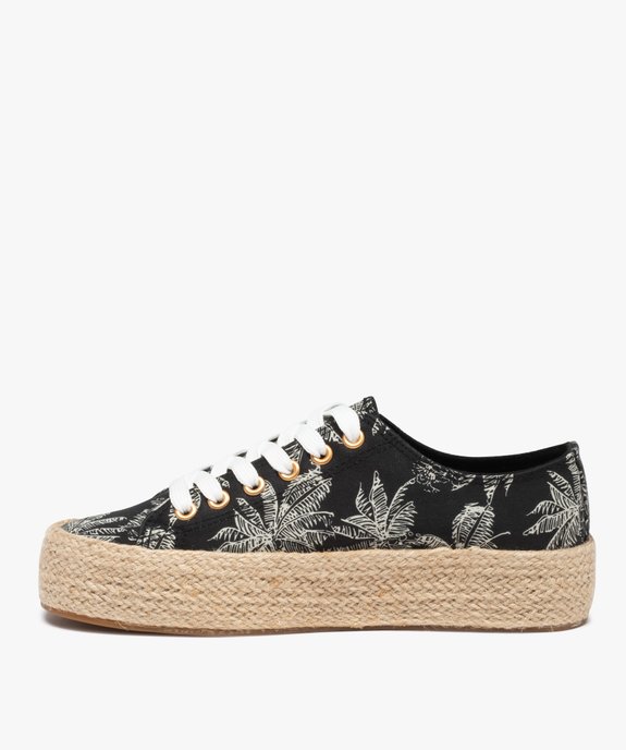 Baskets femme en toile imprimée et semelle cordelette vue4 - GEMO 4G FEMME - GEMO