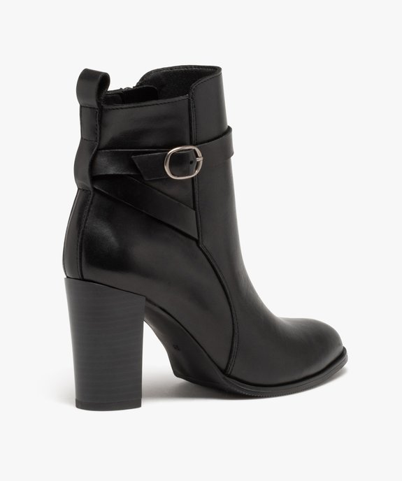 Boots femme en cuir uni à talon haut et brides fantaisie - Taneo vue5 - TANEO - GEMO
