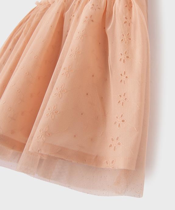 Robe brodée avec jupe en tulle bébé fille vue3 - GEMO(BEBE DEBT) - GEMO