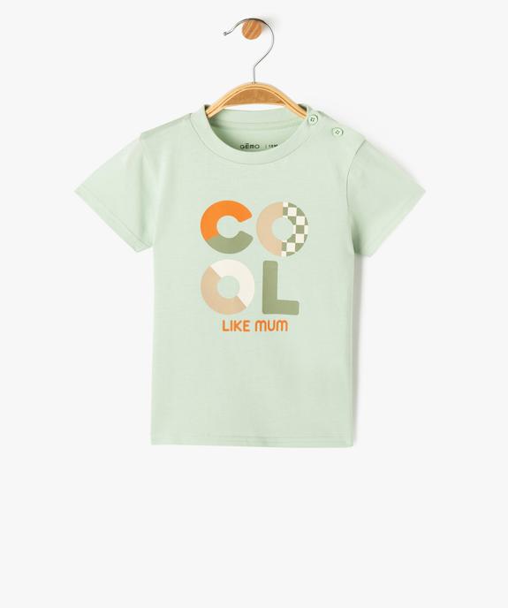 Tee-shirt manches courtes avec message famille bébé garçon vue1 - GEMO(BEBE DEBT) - GEMO