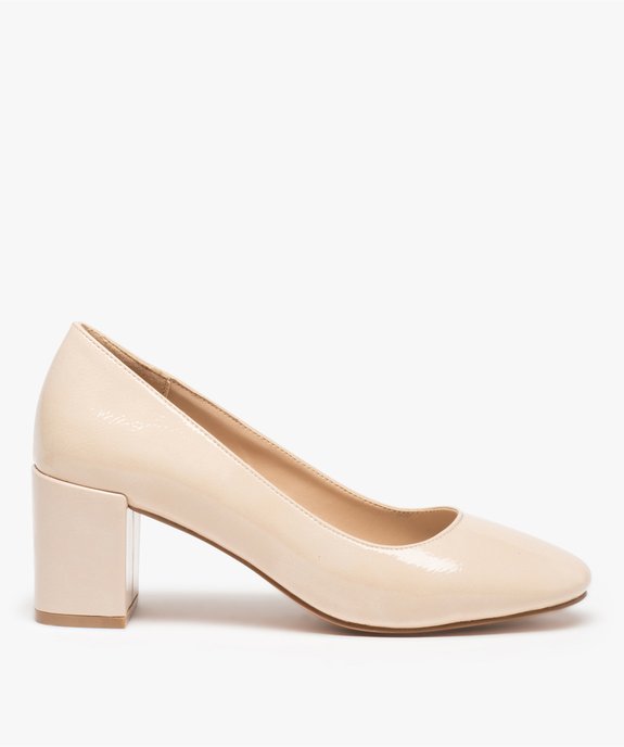 Escarpins femme à talon carré dessus verni vue1 - GEMO(URBAIN) - GEMO