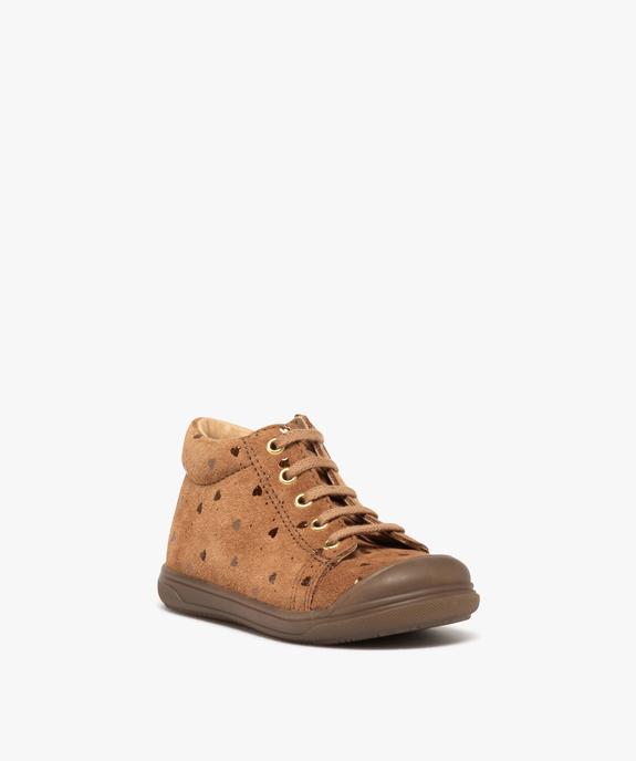 Baskets bébé fille mid-cut en cuir et à petits coeurs - NA! vue3 - NA! - GEMO