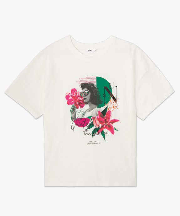 Tee-shirt femme à manches courtes avec motif vue4 - GEMO(FEMME PAP) - GEMO