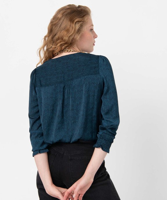 Blouse imprimée à manches longues avec col V femme vue3 - GEMO 4G FEMME - GEMO