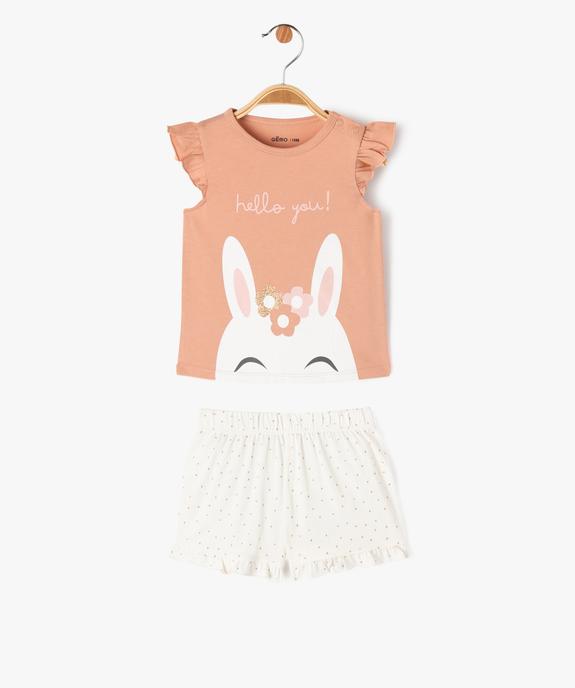 Pyjashort 2 pièces en coton avec motif lapin bébé fille vue1 - GEMO 4G BEBE - GEMO
