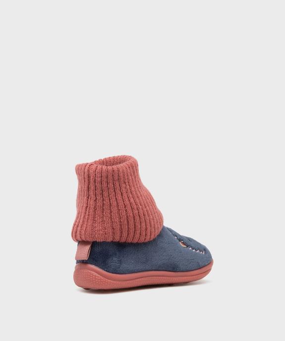 Chaussons en velours à tige montante chaussette fille vue4 - GEMO (ENFANT) - GEMO