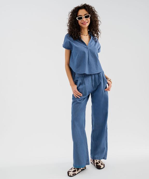 Pantalon ample en toile denim fluide femme vue4 - GEMO(FEMME PAP) - GEMO