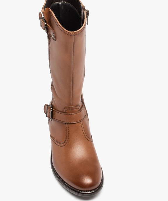 Bottes fille cavalières unies dessus cuir - Tanéo vue5 - TANEO - GEMO