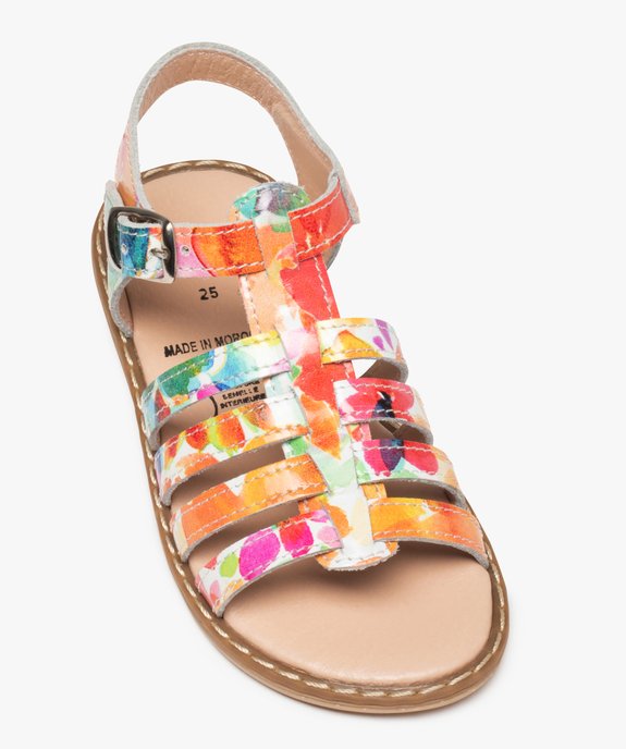 Sandales fille en cuir dessus fleurs multicolores vue5 - GEMO (ENFANT) - GEMO