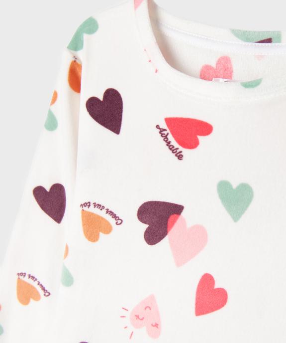 Pyjama en velours à motifs coeurs fille vue2 - GEMO (ENFANT) - GEMO