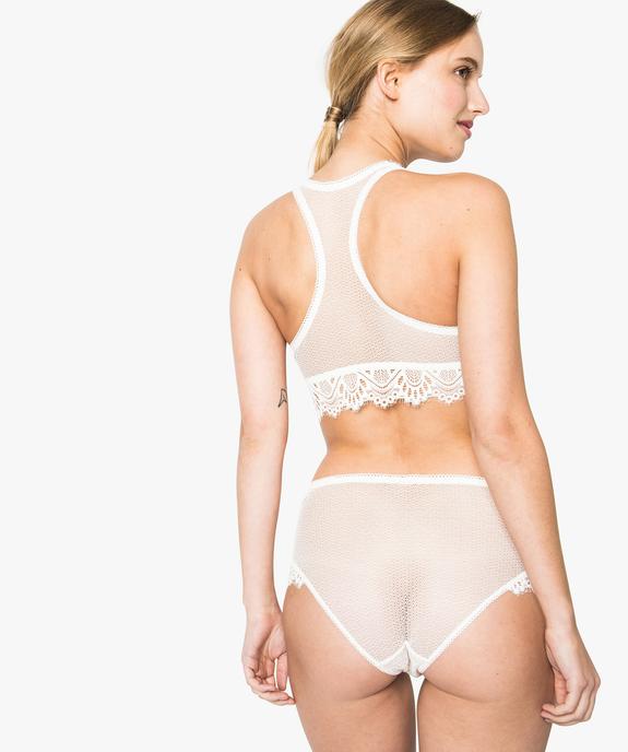 Brassière en dentelle doublée tulle avec dos nageur vue3 - GEMO(HOMWR FEM) - GEMO