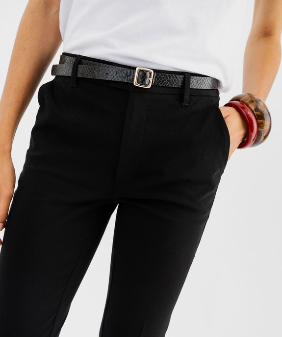 Pantalon en toile extensible coupe slim avec ceinture femme vue6 - GEMO(FEMME PAP) - GEMO