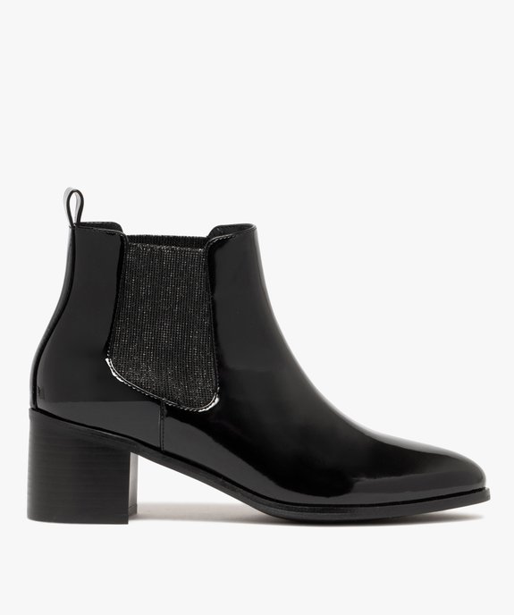 Bottines femme à talon carré dessus vernis style Chelsea détail pailleté vue2 - GEMO(URBAIN) - GEMO